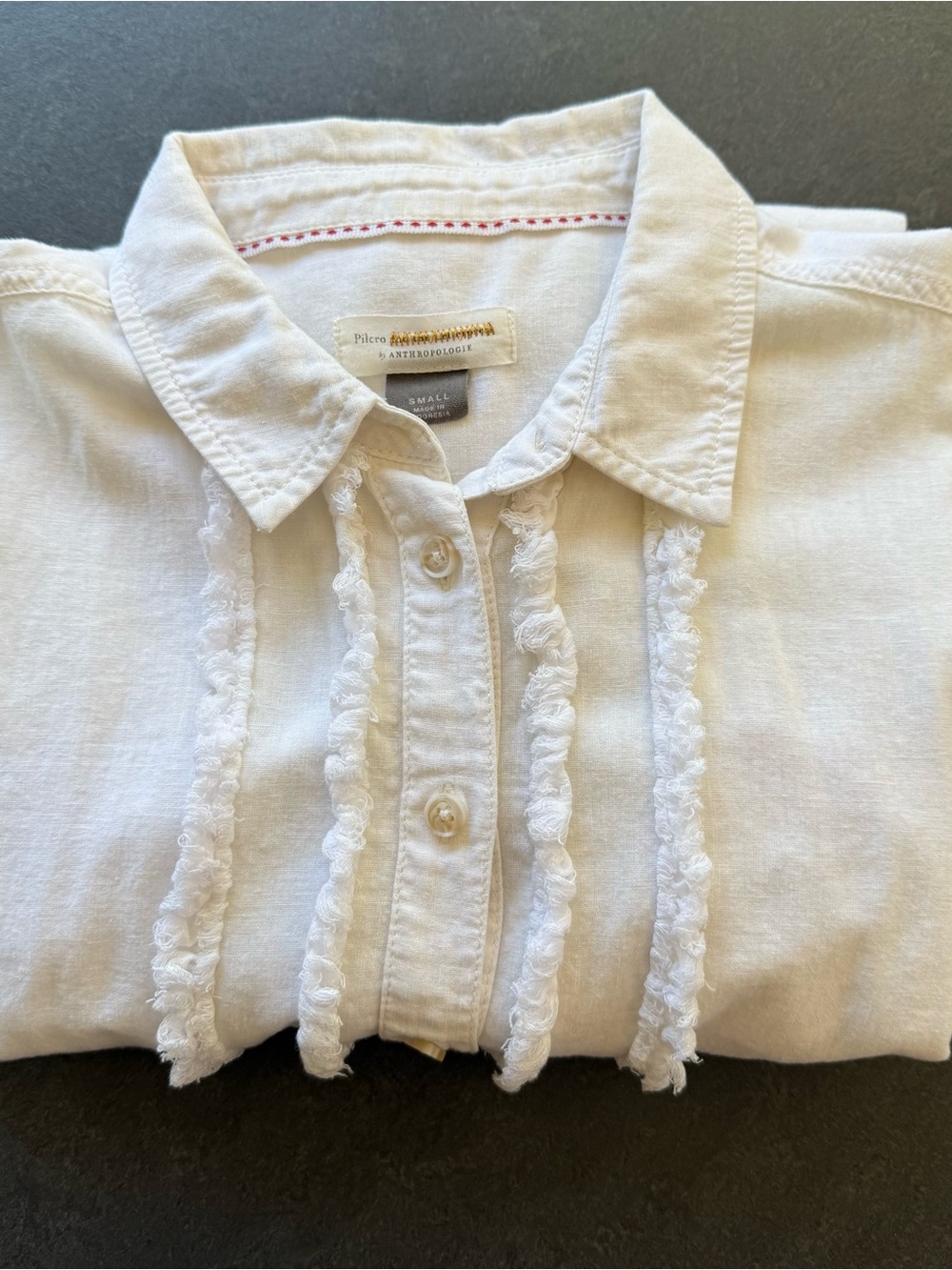 Pilcro and the letterpress by Anthropologie. Linen button-up shirt. Small.